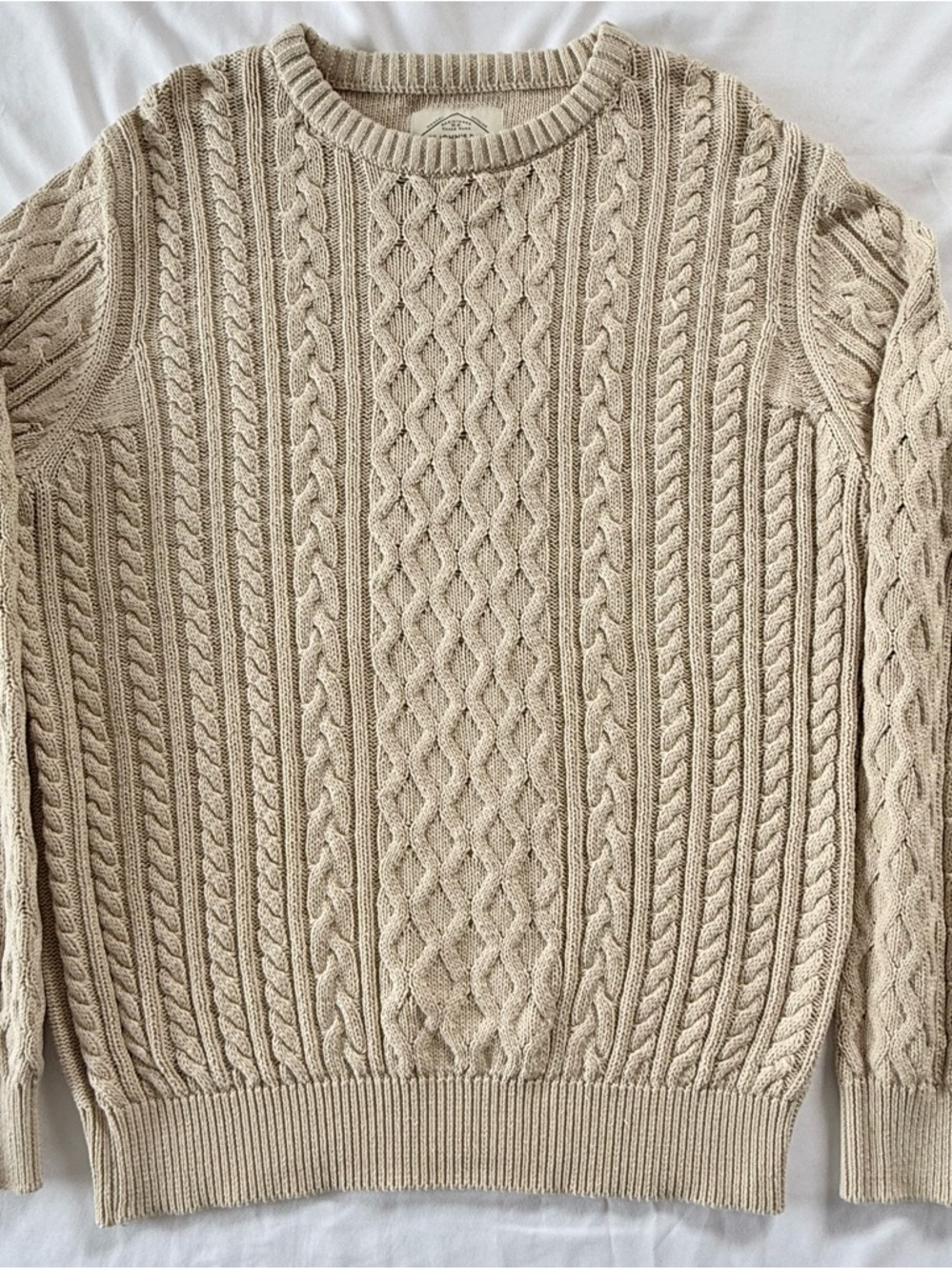 St. John’s Bay Classic Casual Cable Knit Tan/Beige Sweater For Men Size Medium